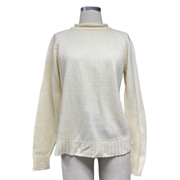 Vintage Basic Editions Womens Size L Ivory Rolled Neck Sweater - Picture 1 of 4